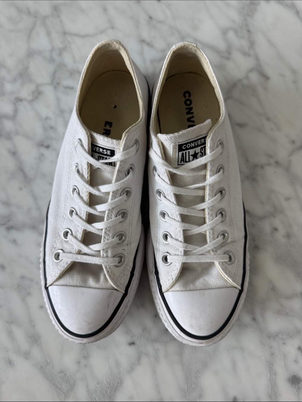 🌼Converse🌼 White Low Top Platform Chuck Taylor Sneakers, Size 9 - Picture 7 of 12